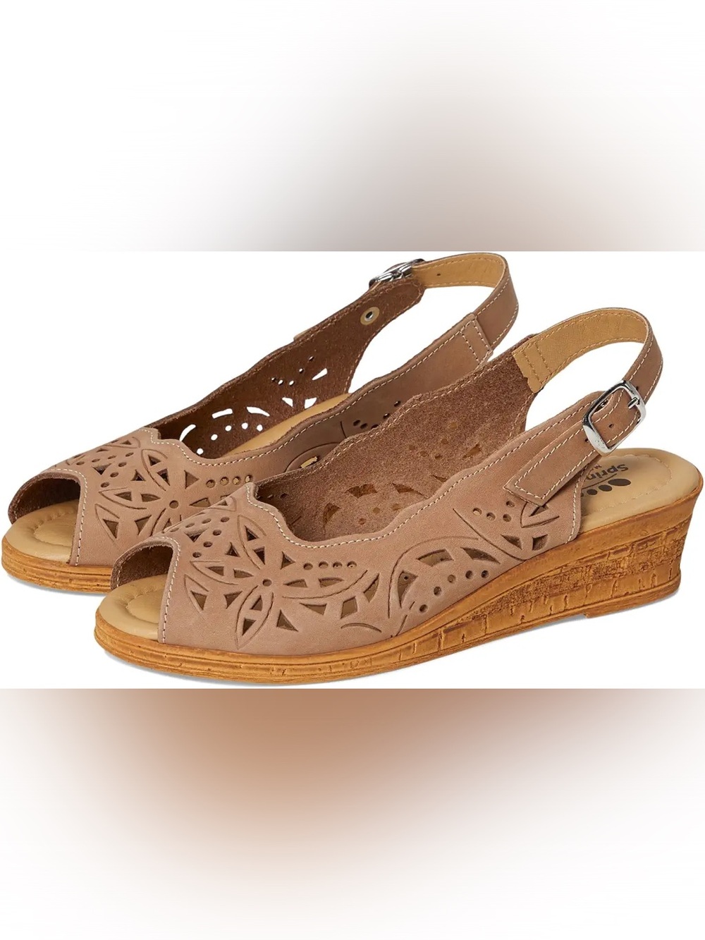 Spring Step Orella, Leather wedge sandal, 5.5 to 6 size 36, Tan Leather